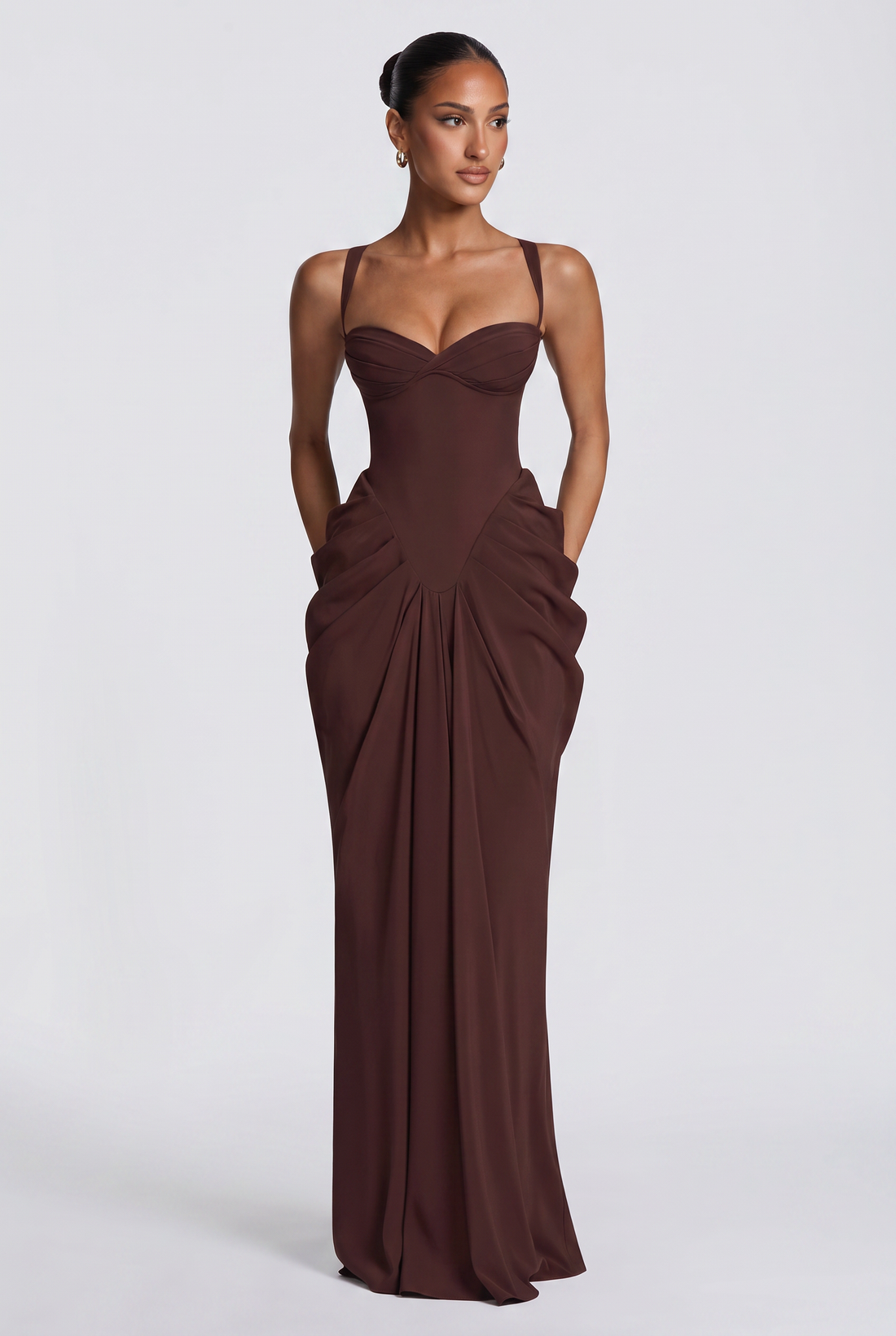 Robe Longue Lucille - Prune Marron