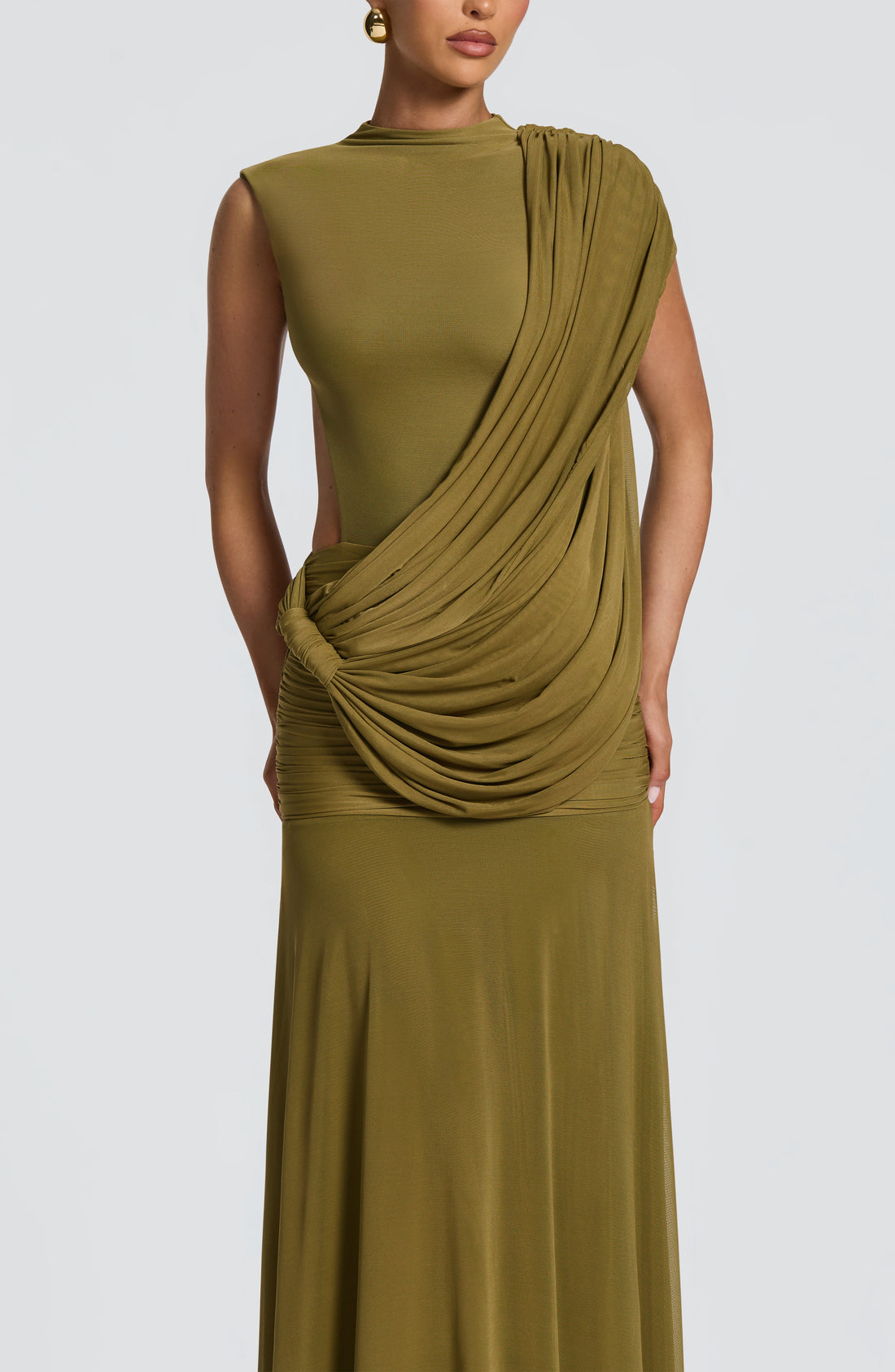 Robe Longue Mireya - Olive Profond