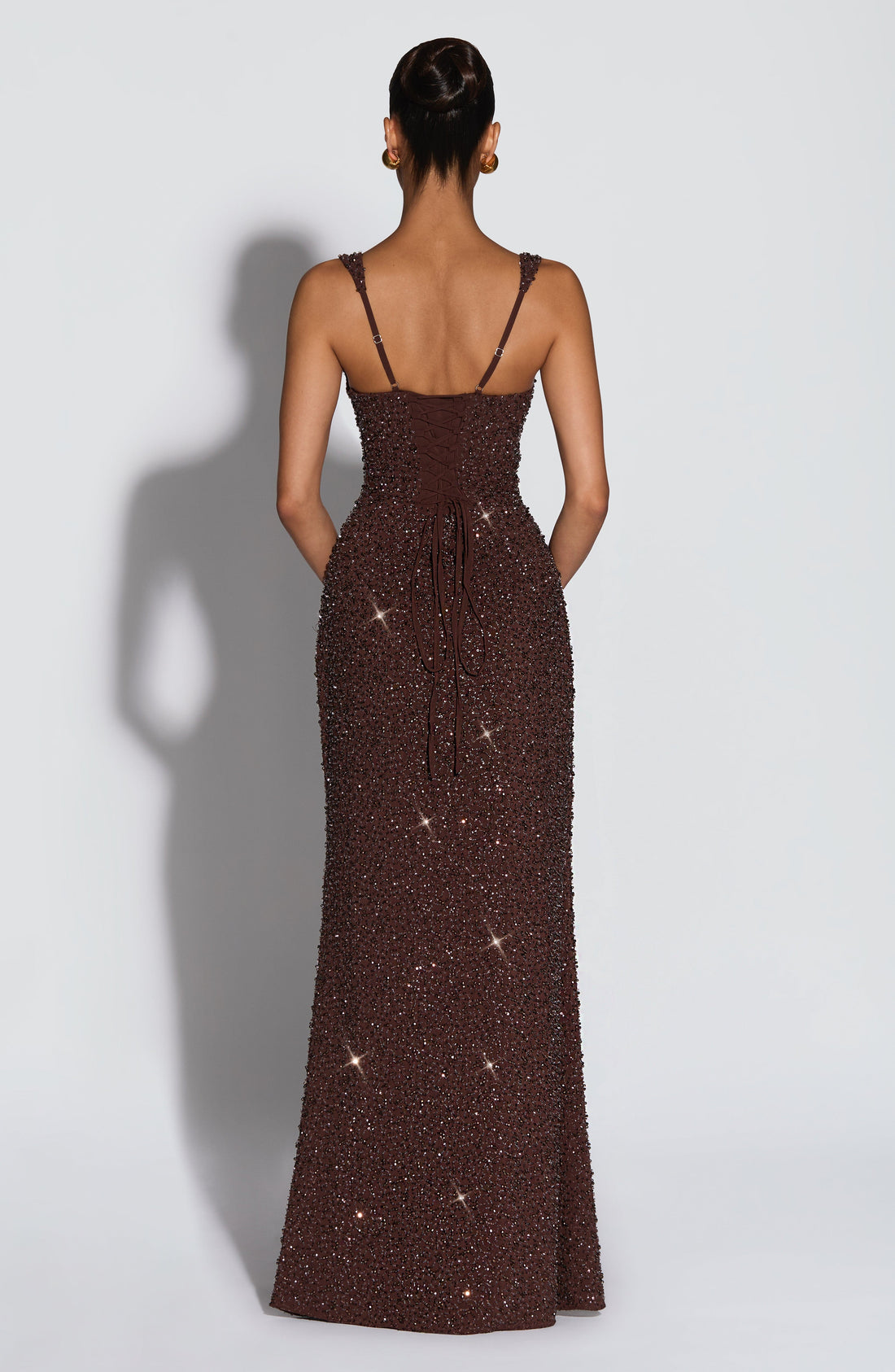 Robe Longue Calanthe - Prune Pailleté