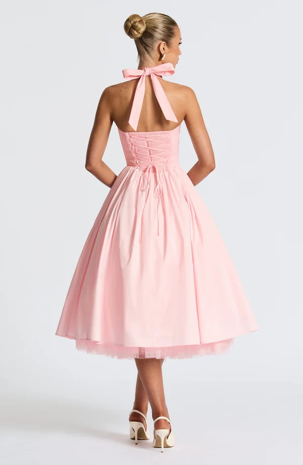 Robe Mi-Longue Cressida - Rose Poudré