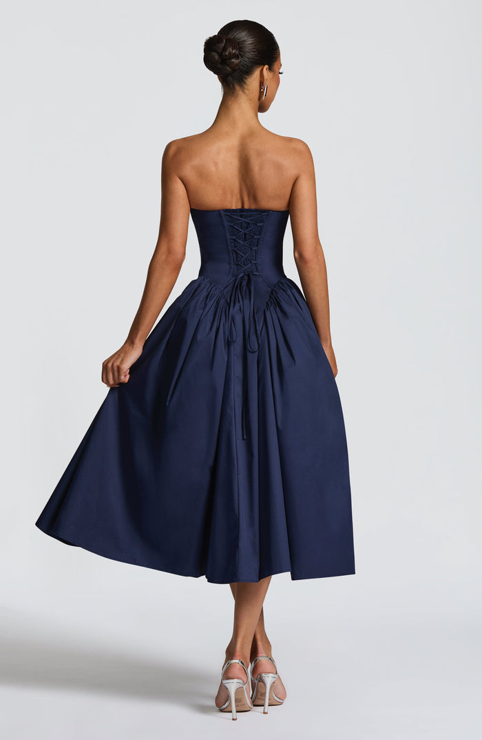 Robe Mi-Longue Darla - Bleu Marine