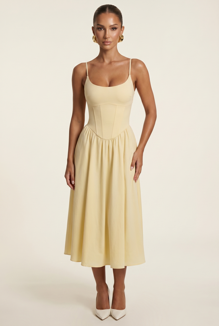 Robe Mi-Longue Mariella - Jaune Citron