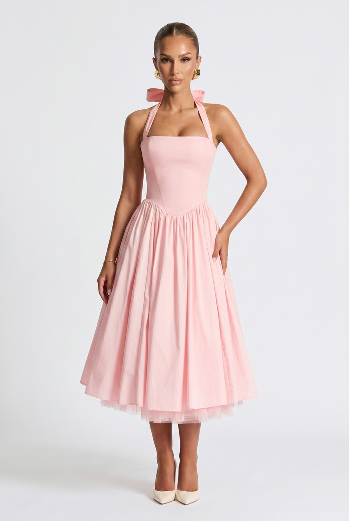 Robe Mi-Longue Cressida - Rose Poudré