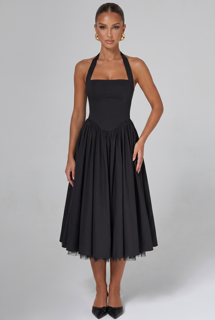Robe Mi-Longue Cressida - Noir