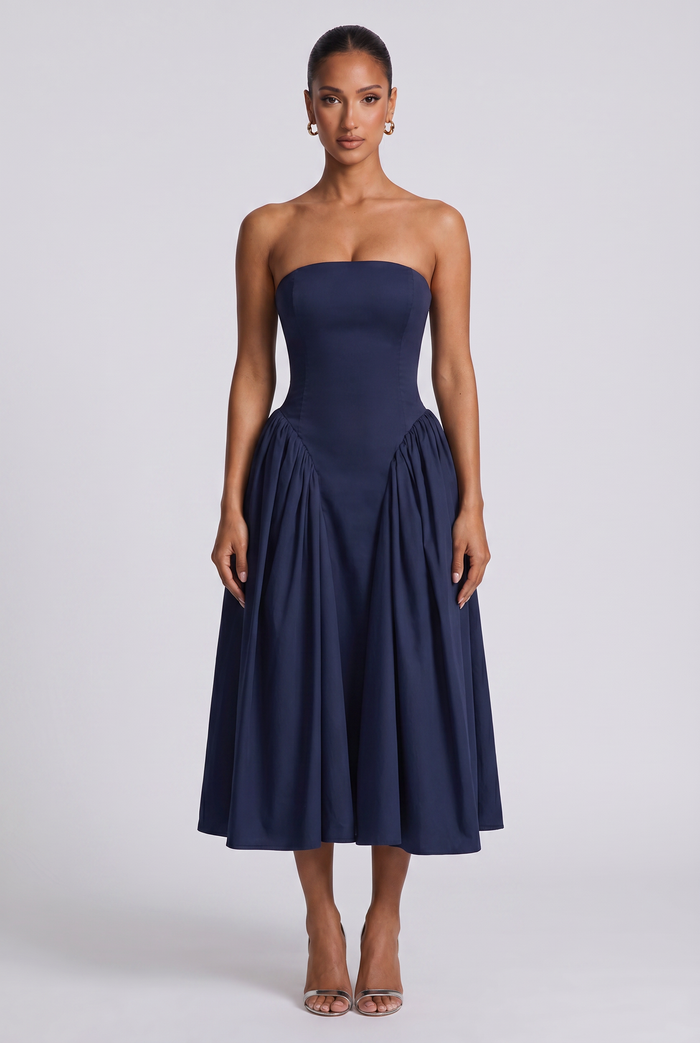 Robe Mi-Longue Darla - Bleu Marine