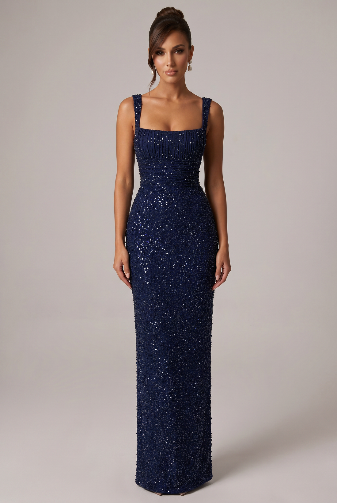 Robe Longue Calanthe - Bleu Marine Pailleté