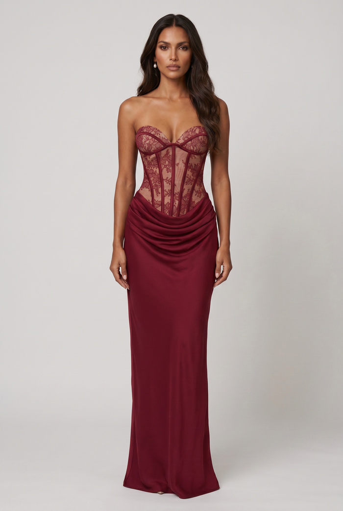 Robe Longue Kathleen - Bordeaux