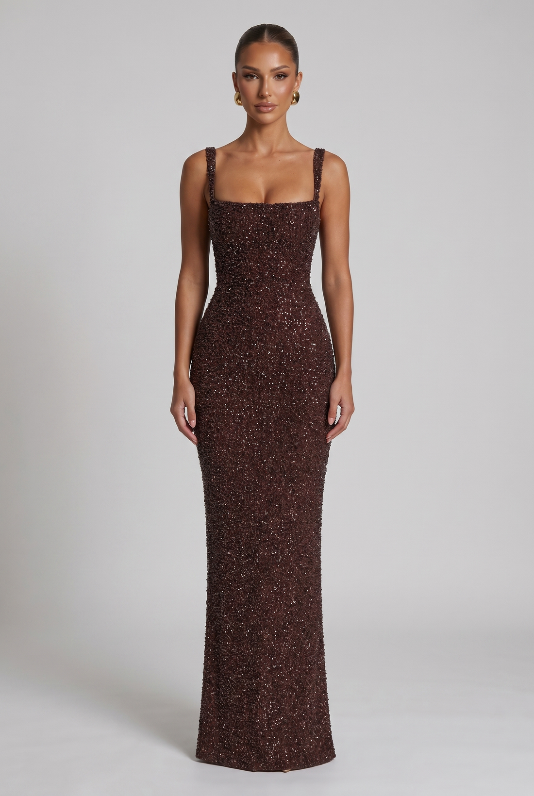 Robe Longue Calanthe - Prune Pailleté