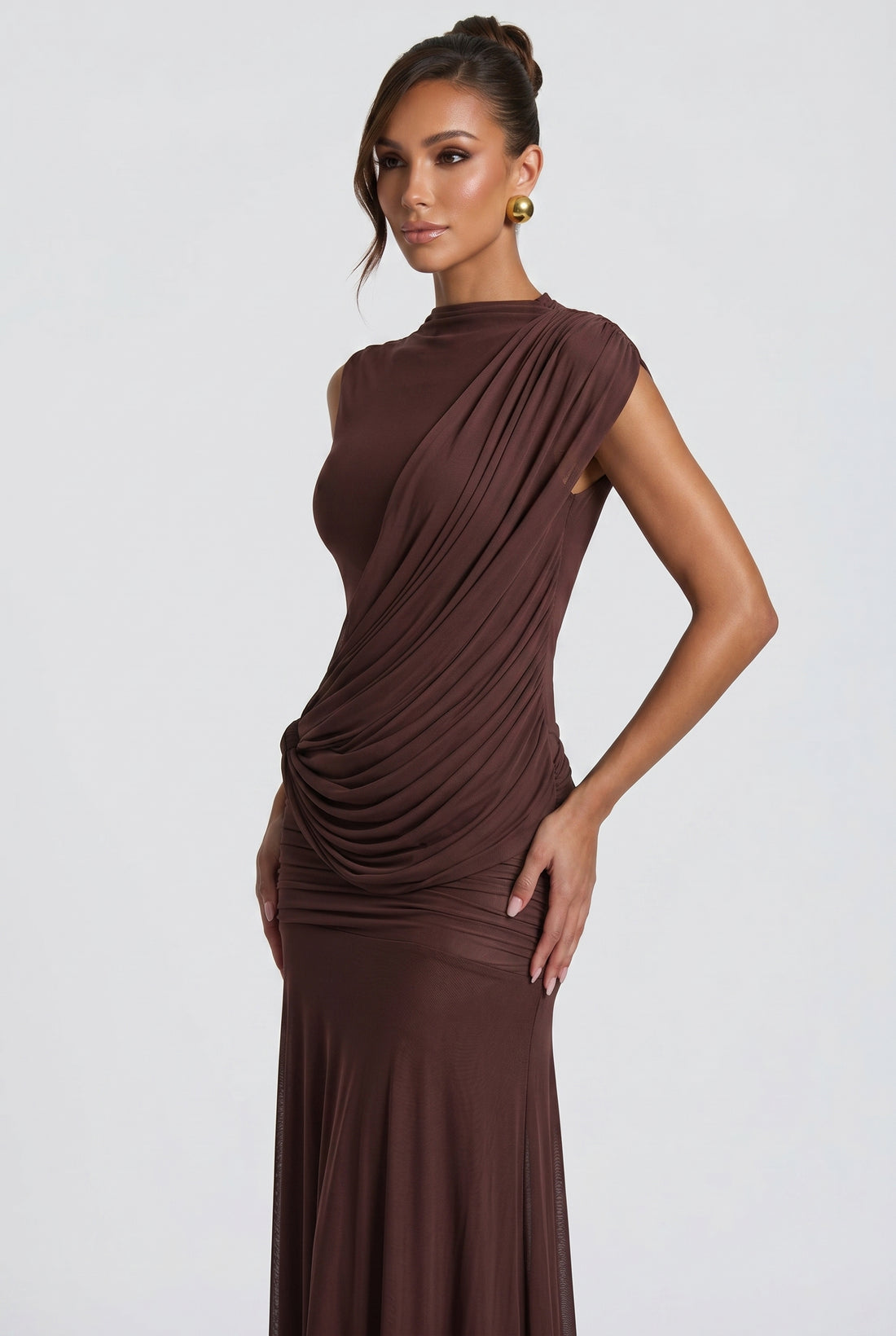 Robe Longue Mireya - Brun Prune