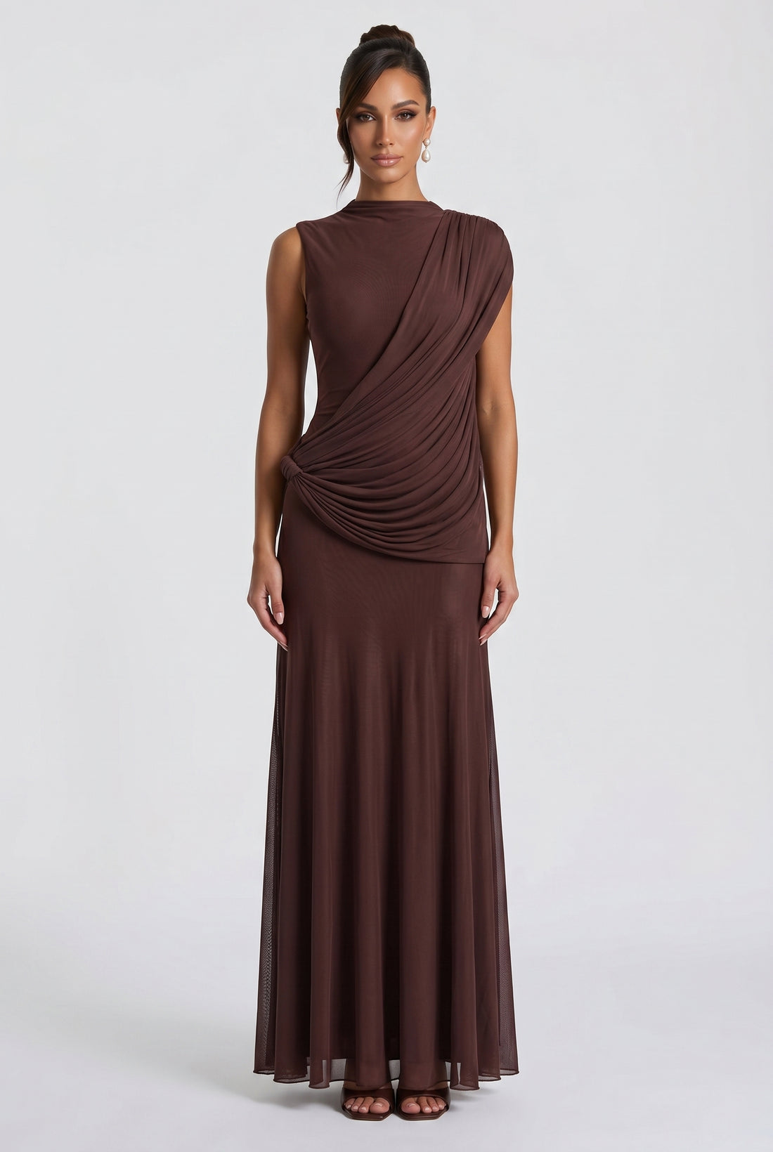 Robe Longue Mireya - Brun Prune