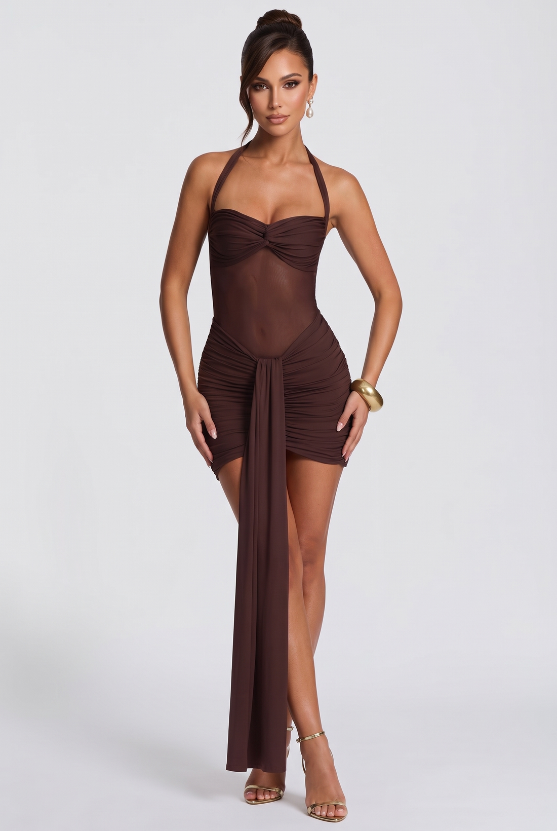Vixen Mini Dress - Plum Brown