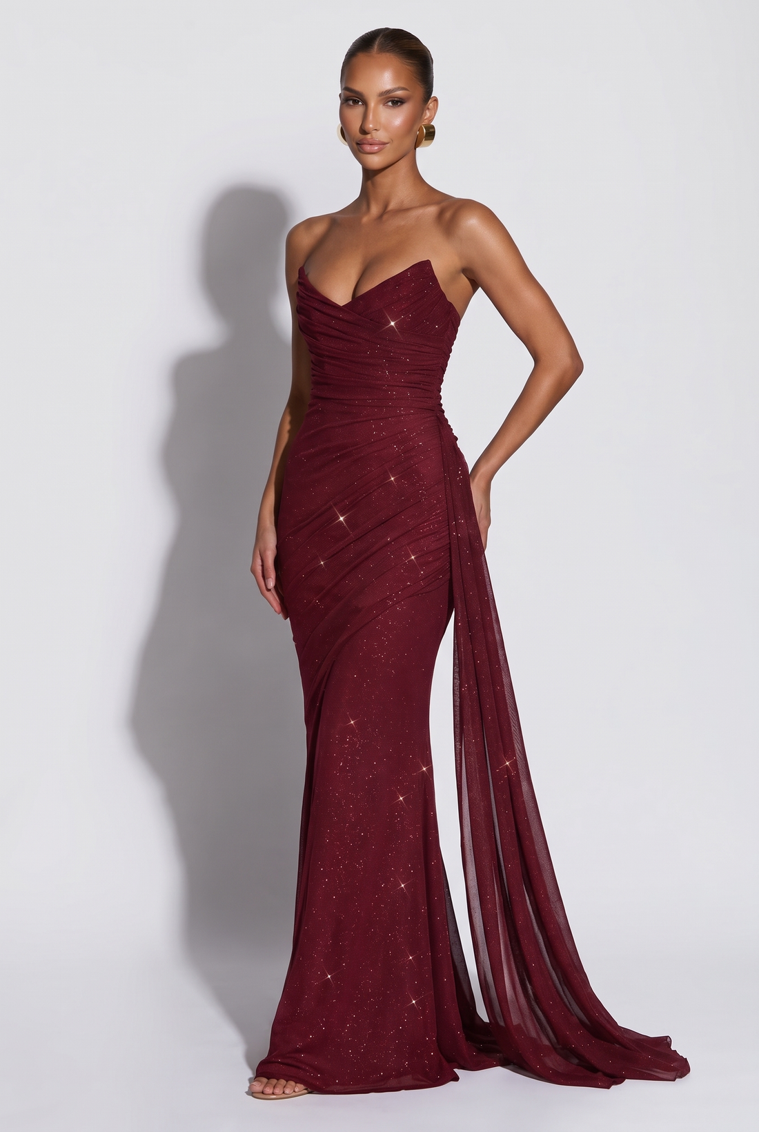 Ashika Maxi Dress - Wine Sequin