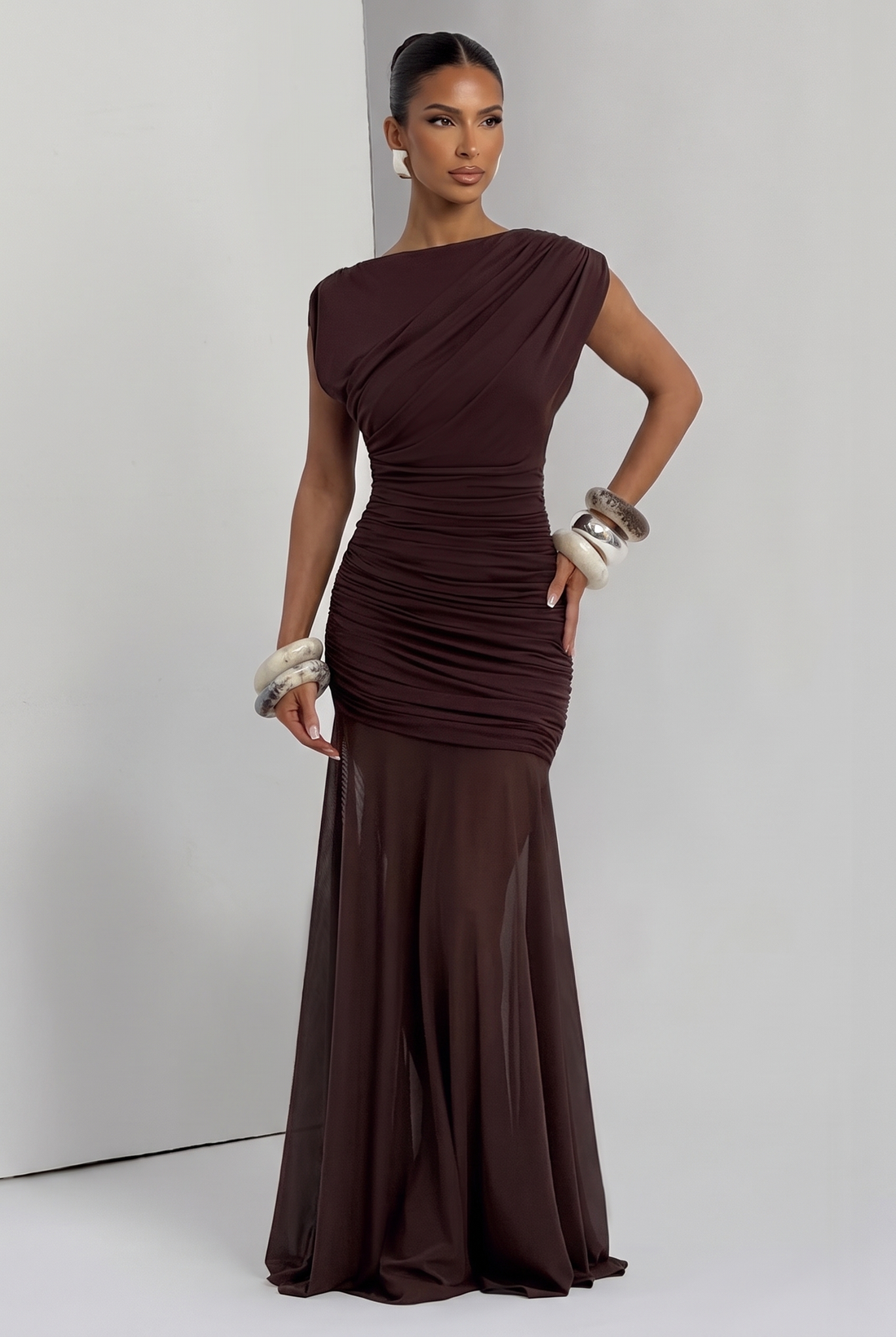 Demelza Maxi Dress - Plum Brown