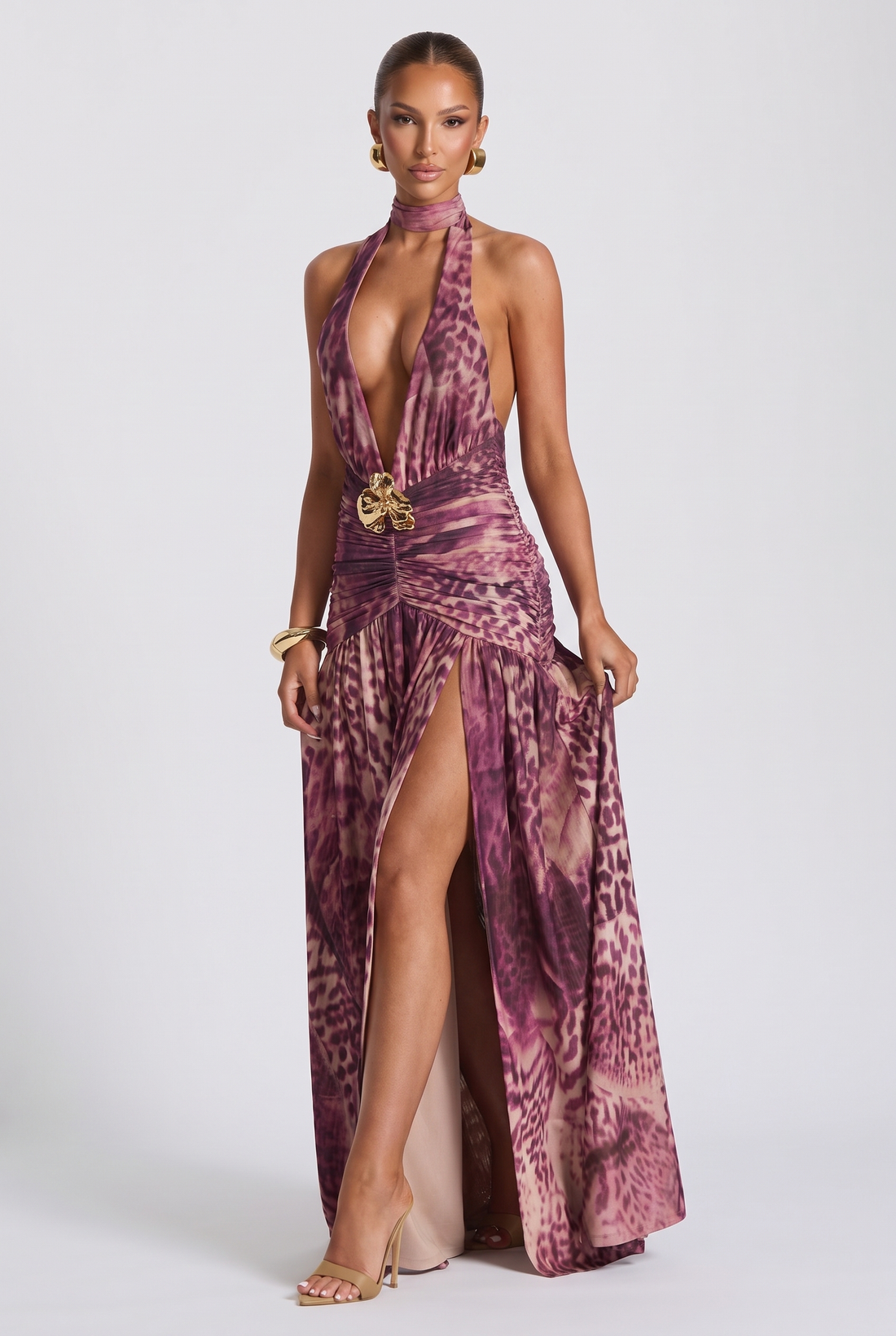 Melania Maxi Dress - Orchid Print