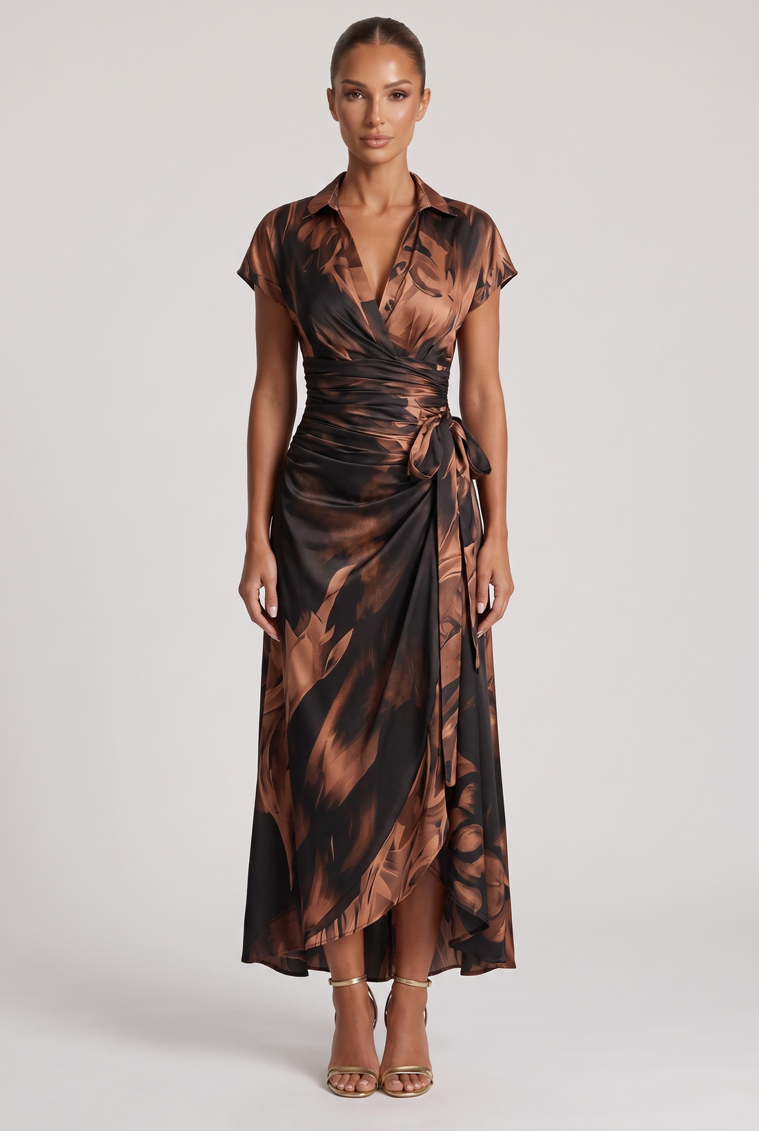 Isaure Midi Dress - Black Brown