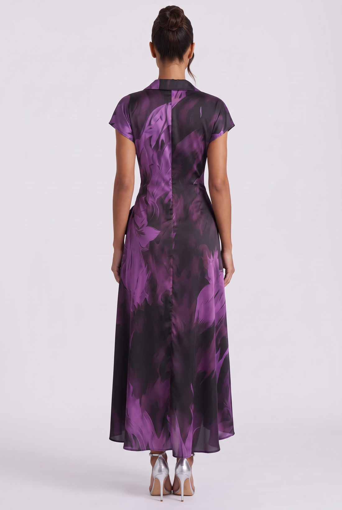 Isaure Midi Dress - Black Purple