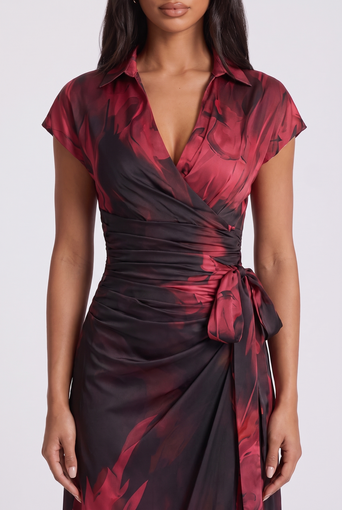 Isaure Midi Dress - Black Red