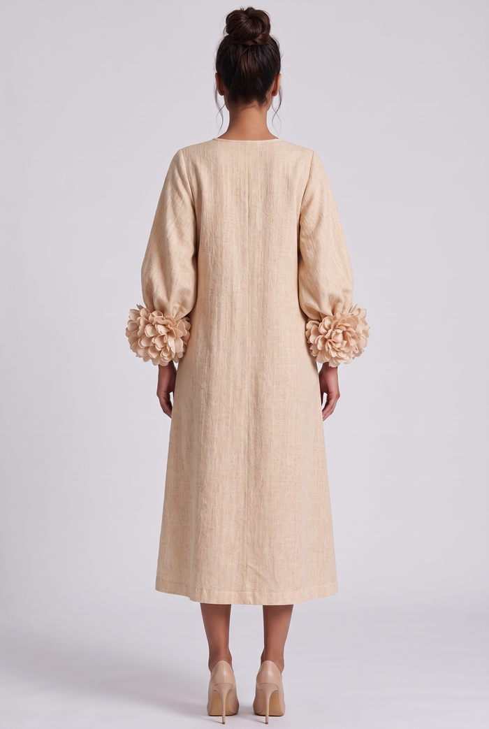 Roseline Midi Dress - Beige