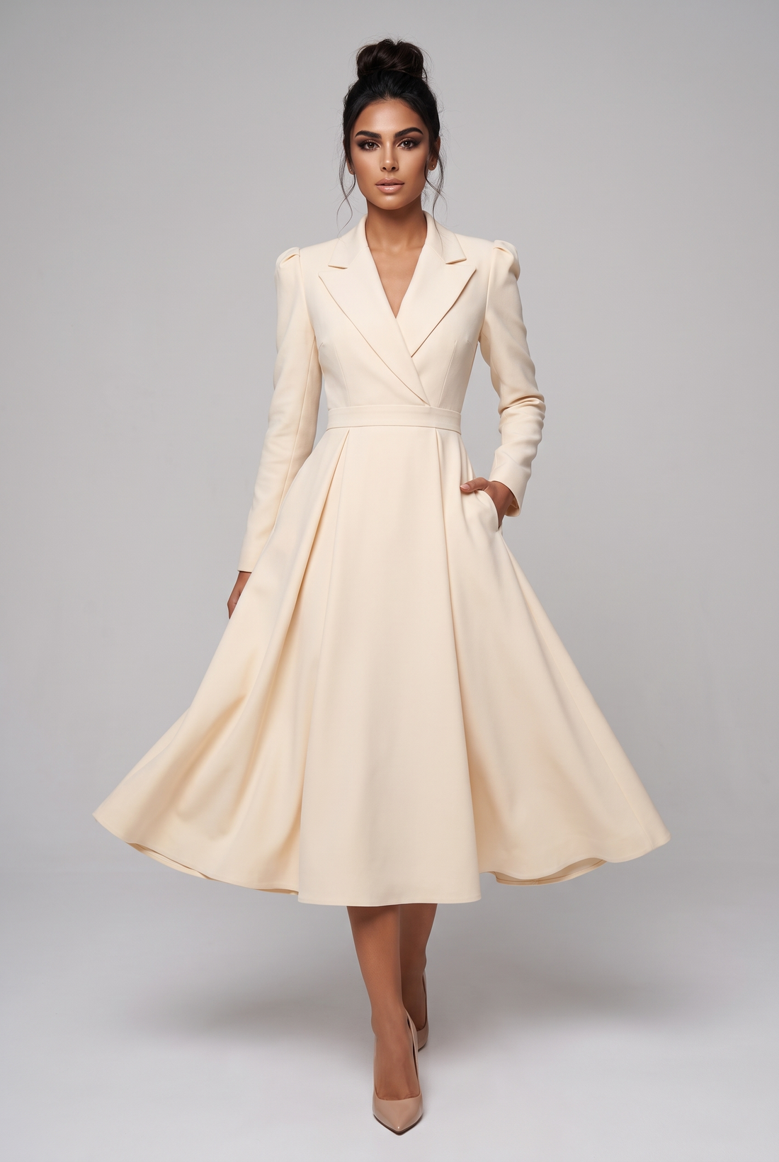 Constance Midi Dress - Cream