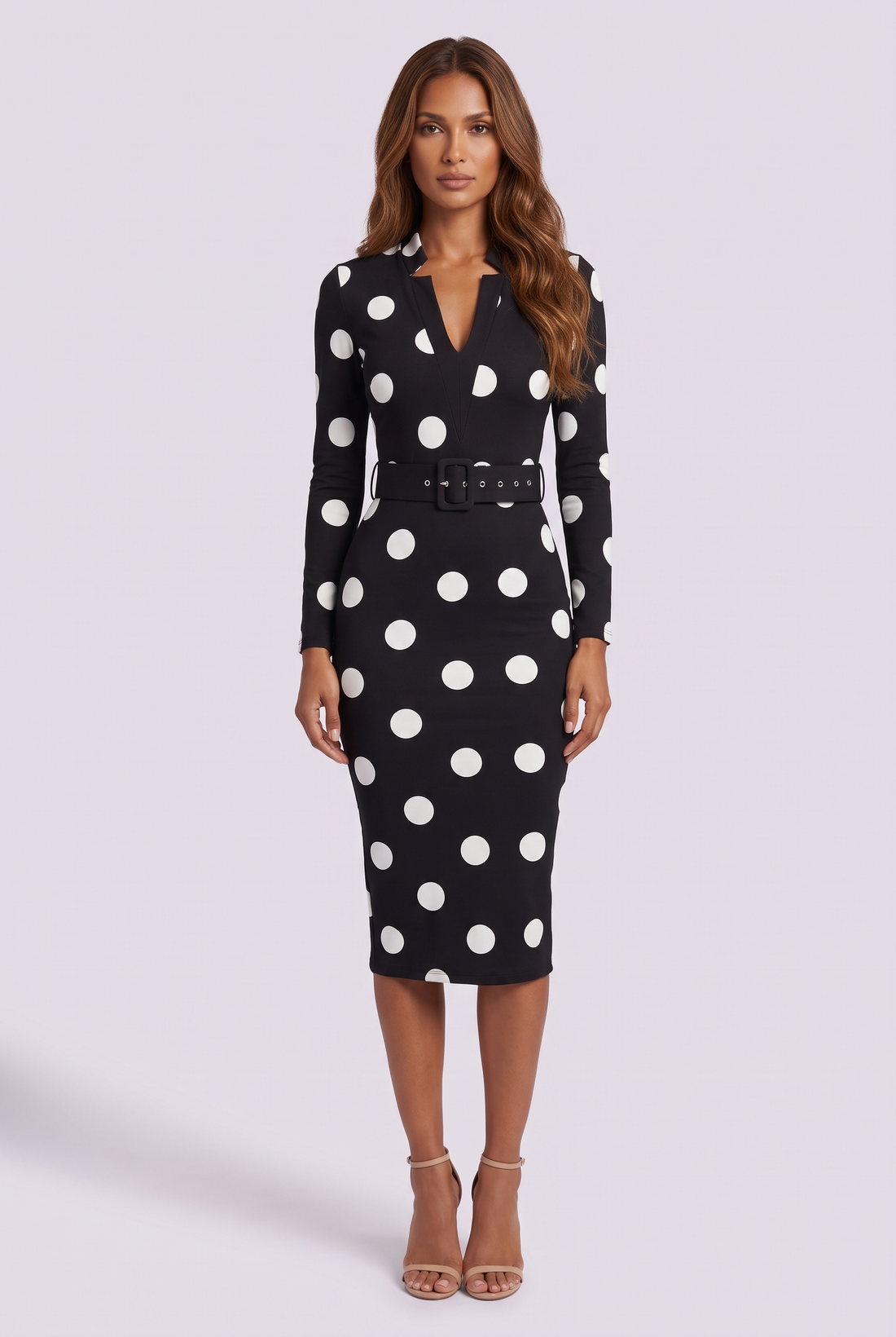 Jade Midi Dress - Black Polka Dot