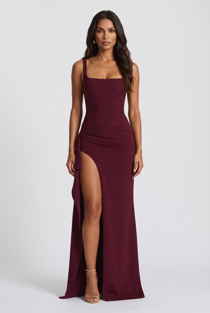 Katana Maxi Dress - Cherry Lacquer