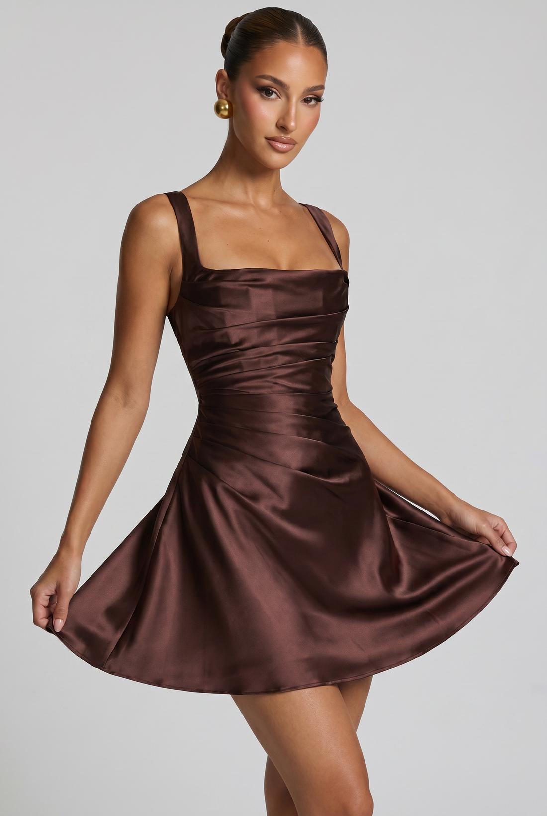 Robe Courte Calanthe - Prune Marron