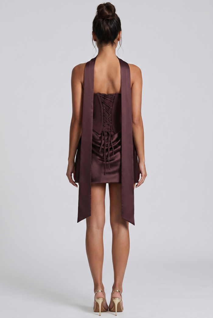 Robe Courte Maggie - Prune Marron