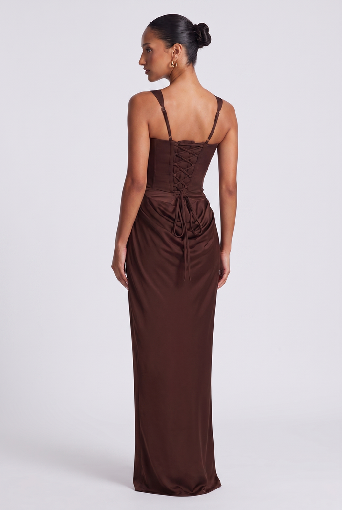 Robe Longue Cornelia - Prune Marron