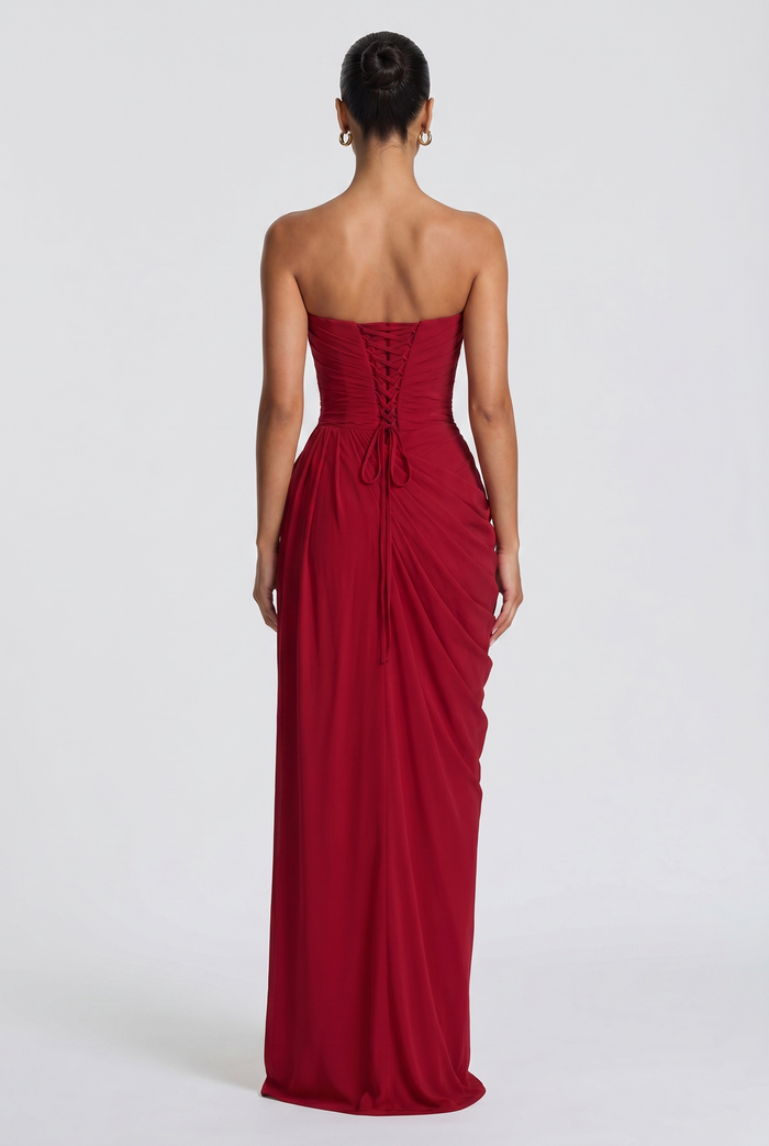 Robe Longue Cyra - Rouge Profond