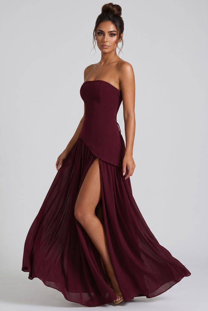 Robe Longue Maliyah - Rouge Cerise