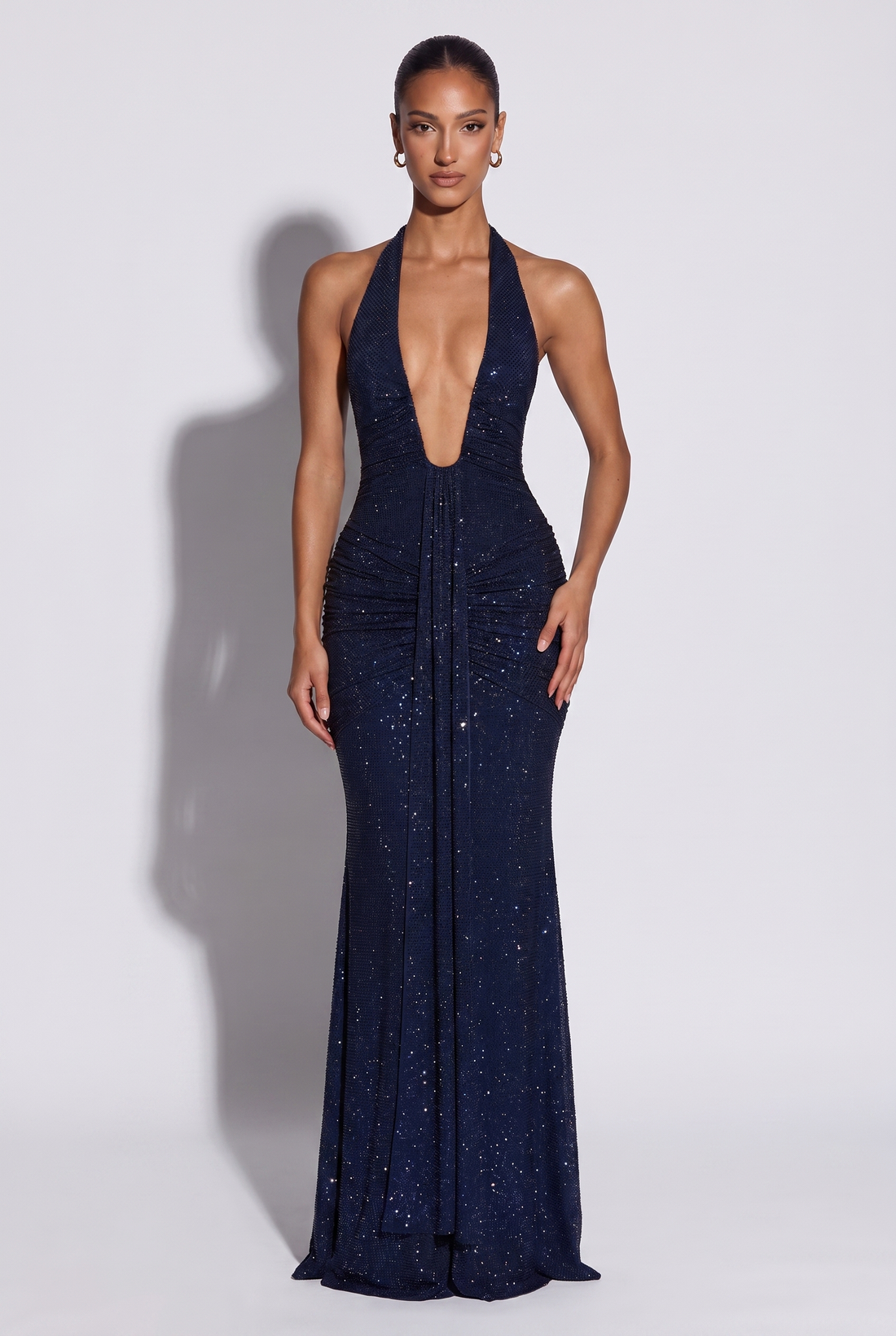 Robe Longue Rosetta - Bleu Marine Pailleté