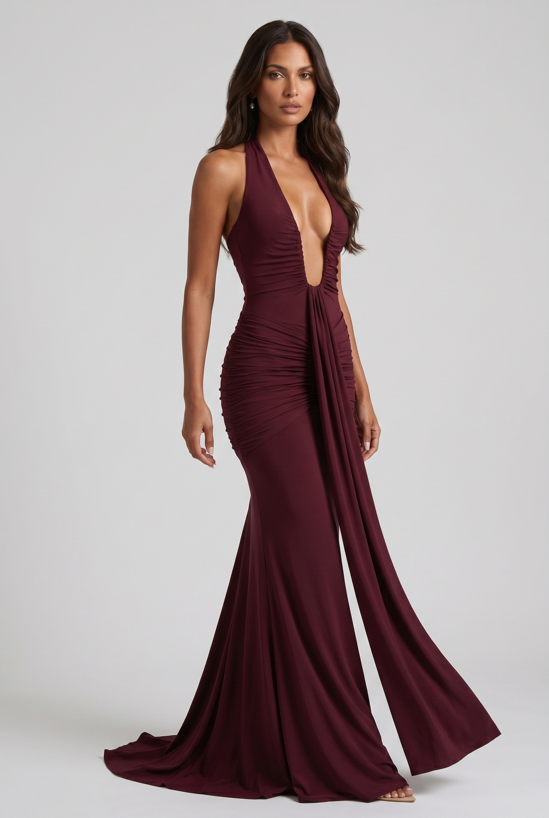 Robe Longue Rosetta - Rouge Cerise
