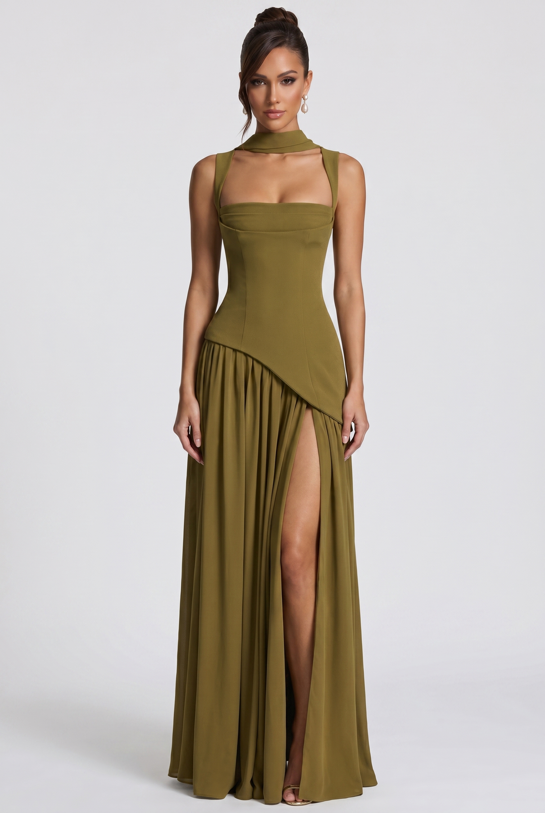 Robe Longue Tullulah - Olive Foncé