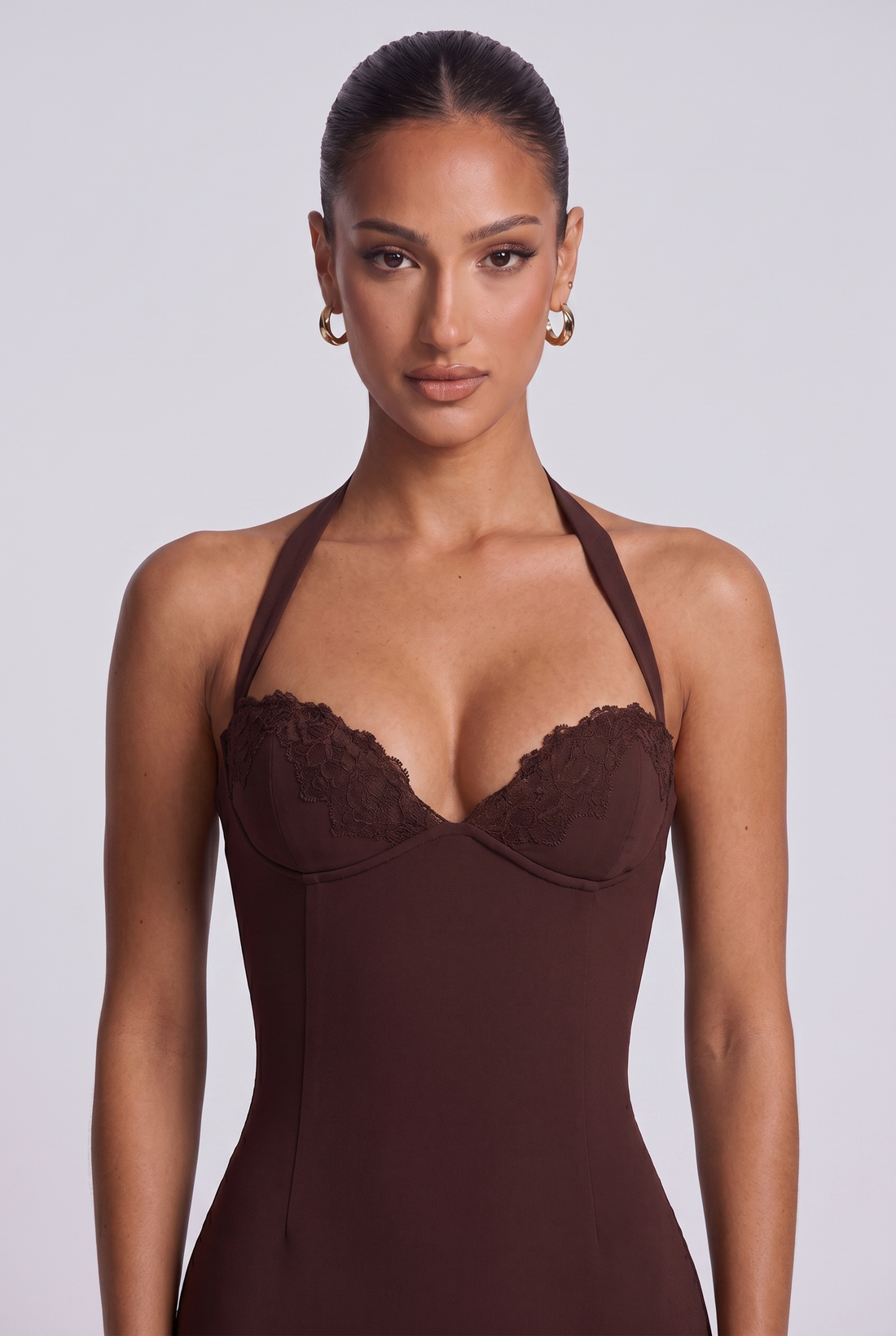Robe Mi-Longue Cassia - Prune Marron