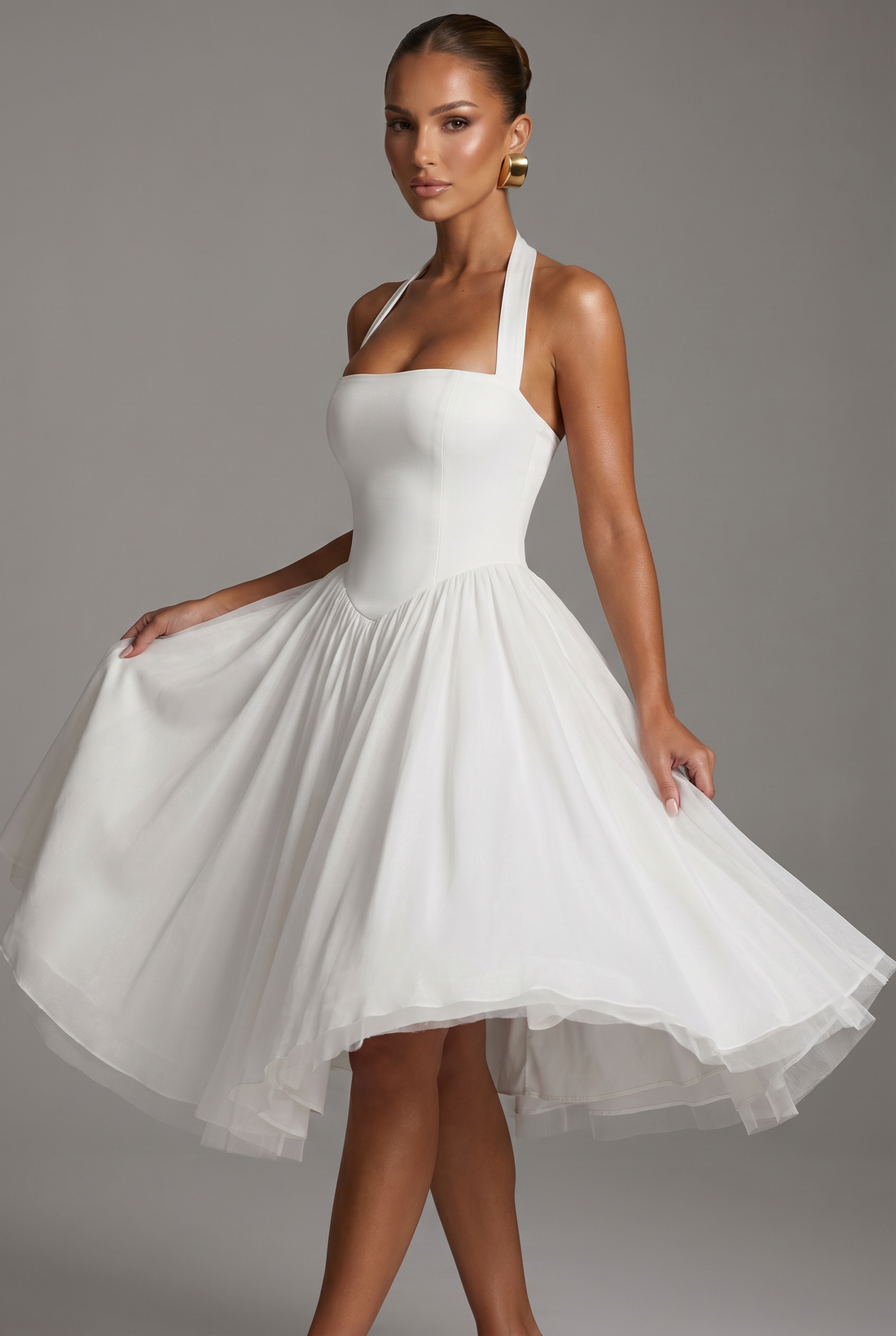 Robe Mi-Longue Cressida - Ivoire