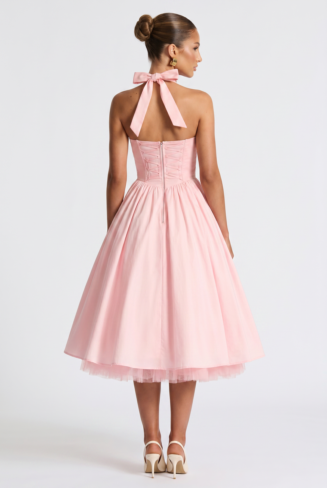 Robe Mi-Longue Cressida - Rose Poudré