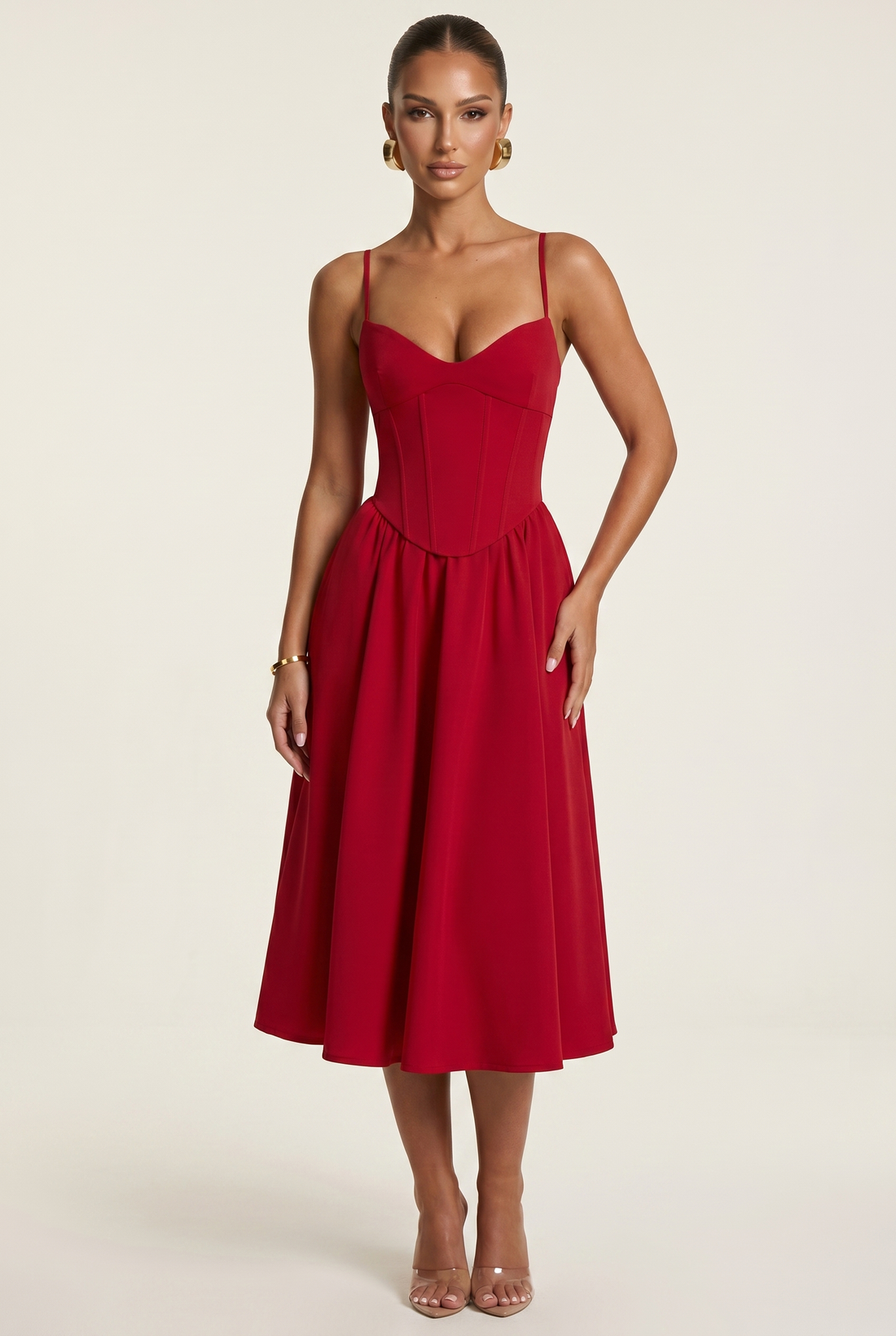 Robe Mi-Longue Mariella - Rouge