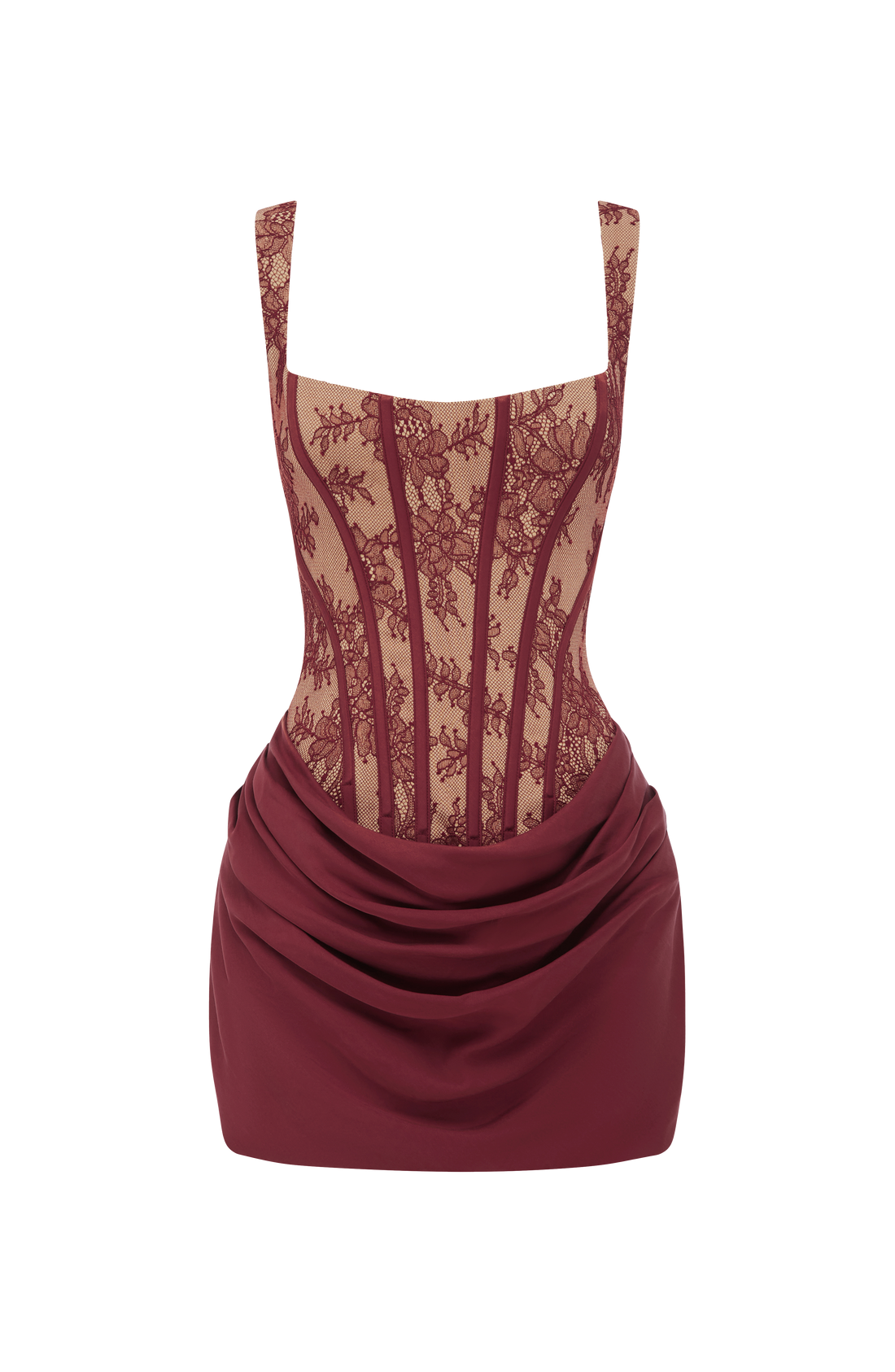 Robe Courte Cornelia - Dentelle Bordeaux