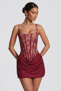 Robe Courte Cornelia - Dentelle Bordeaux
