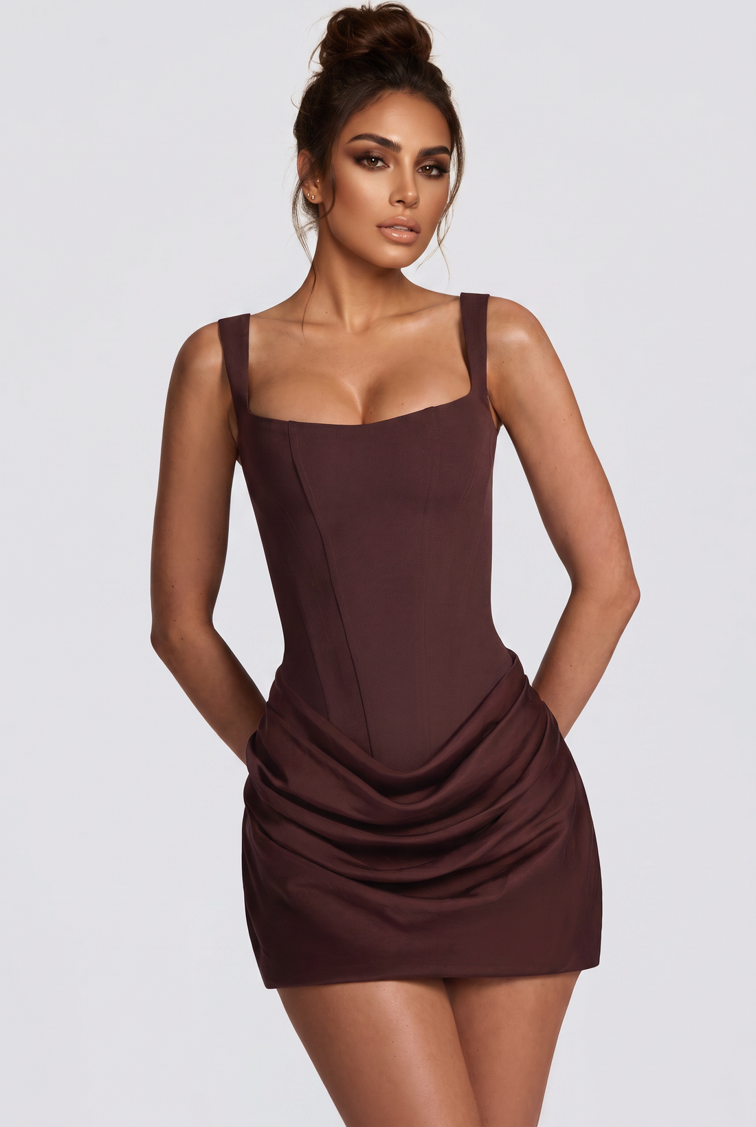 Robe Courte Cornelia - Prune Marron