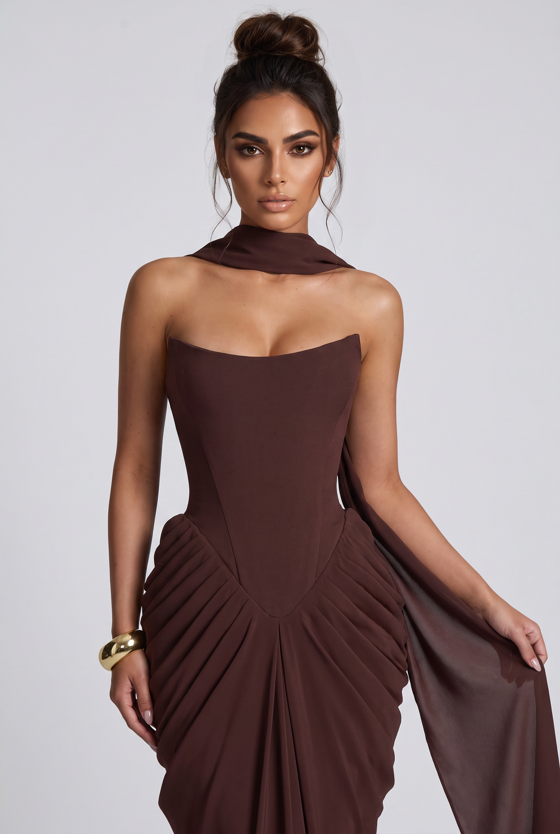 Robe Longue Noura - Prune Marron
