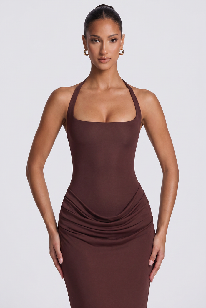 Robe Longue Sharona - Prune Marron