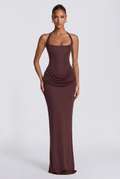 Robe Longue Sharona - Prune Marron