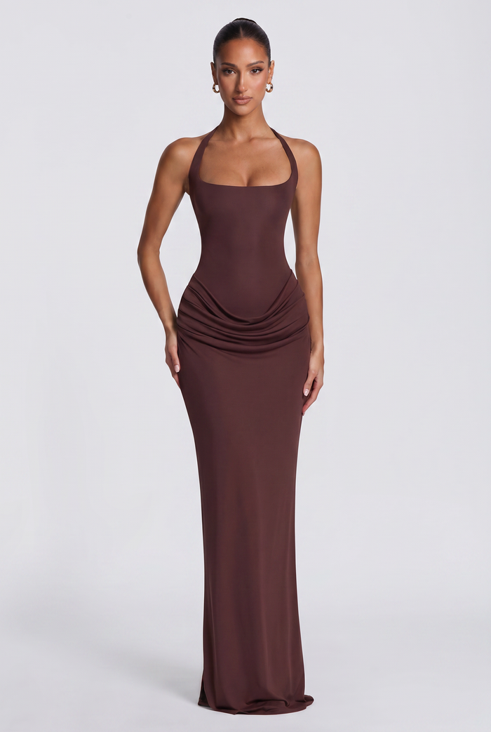 Robe Longue Sharona - Prune Marron