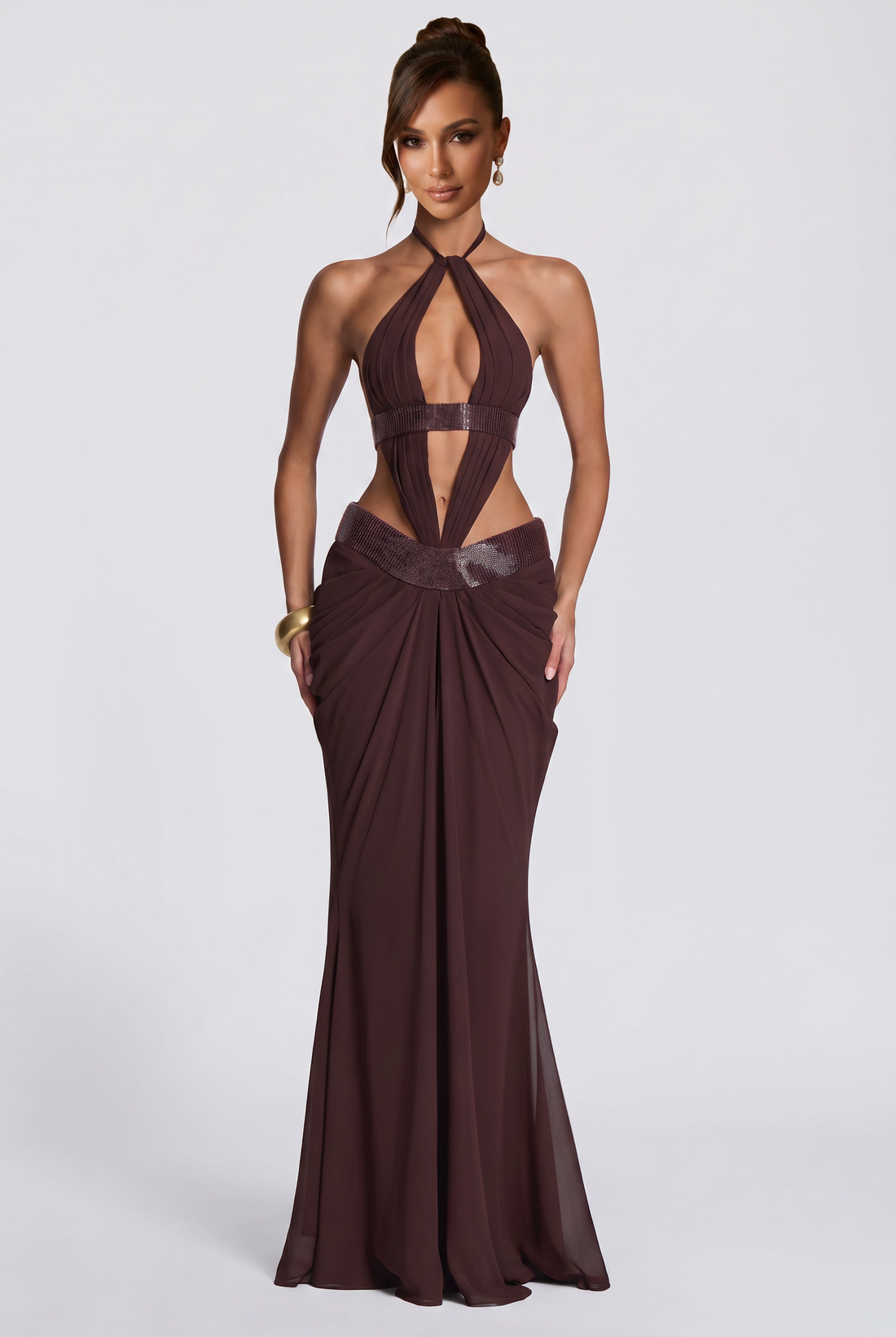 Robe Longue Sophie - Prune Marron