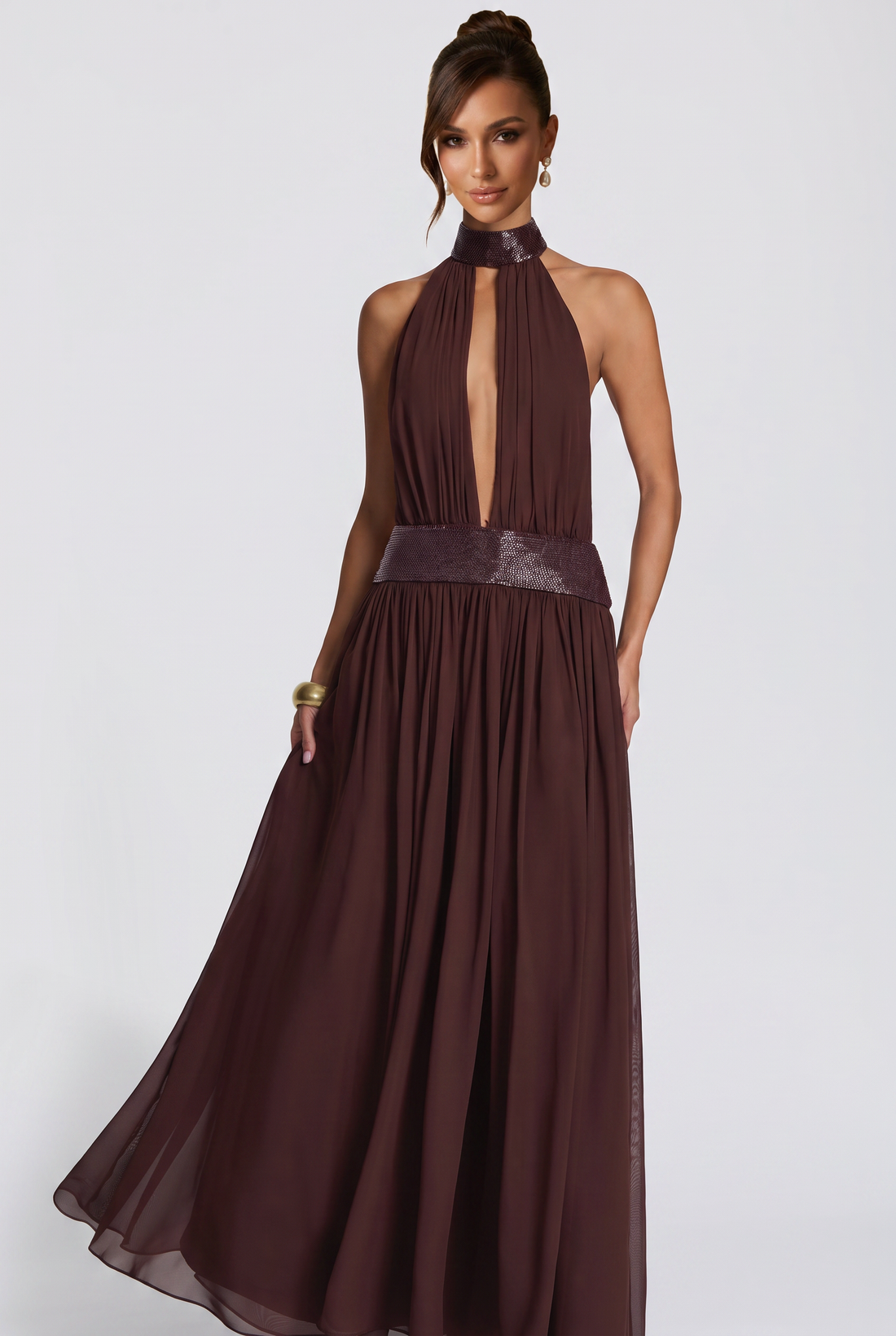 Robe Longue Rosalina - Prune Marron