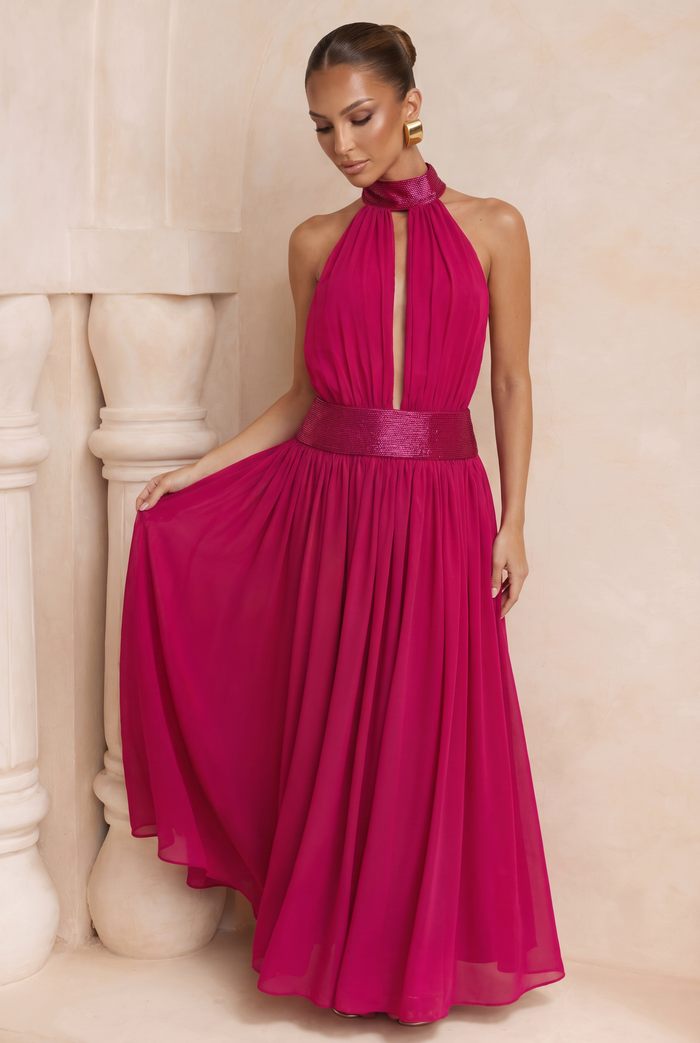 Robe Longue Rosalina - Framboise