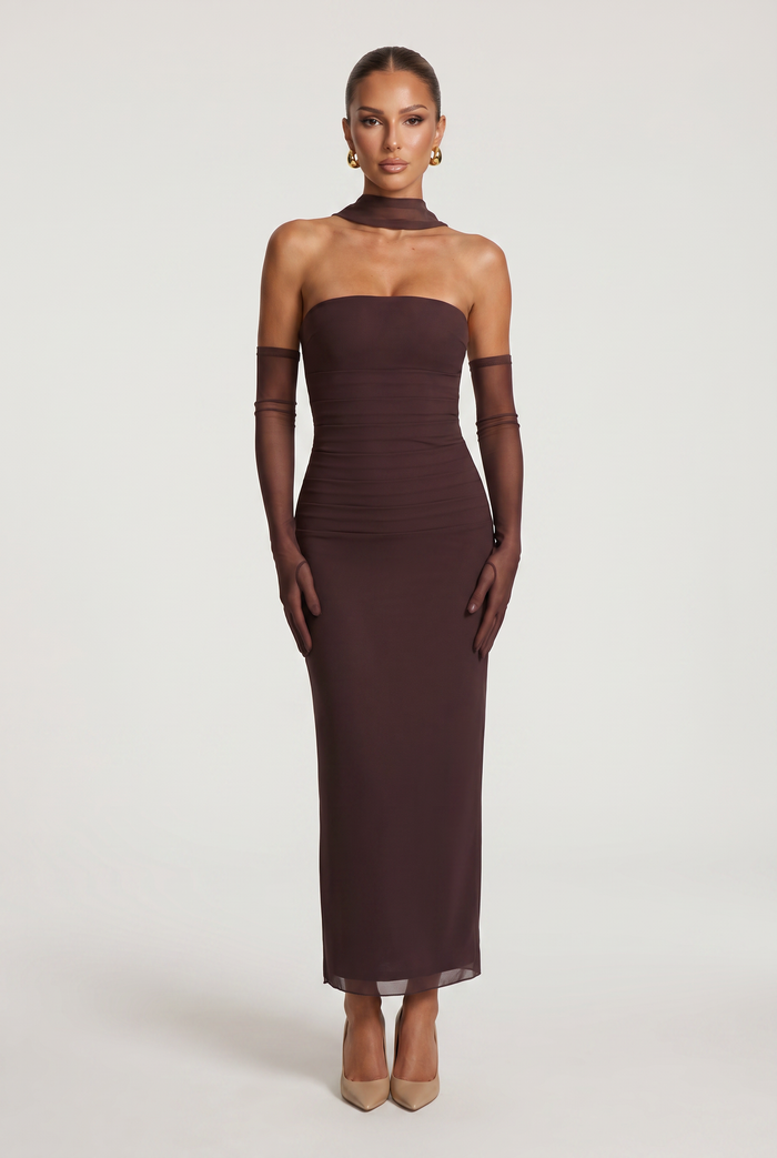 Robe Longue Yulia - Prune Marron