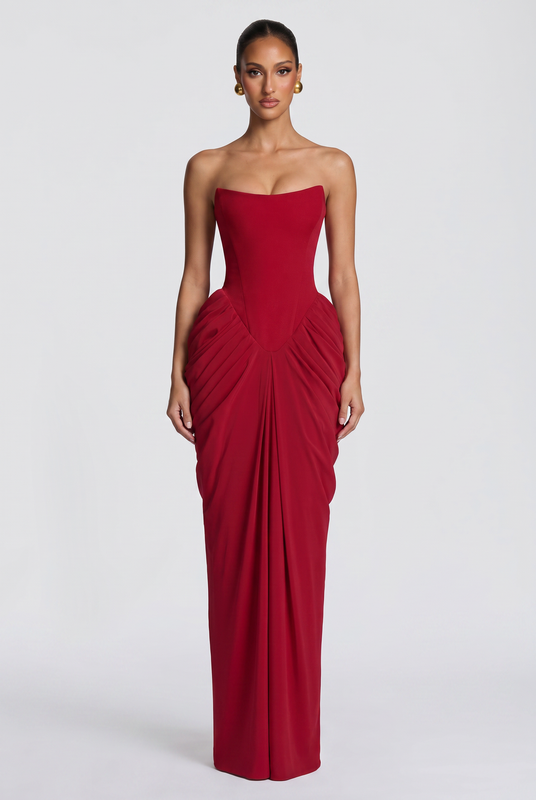 Robe Longue Noura - Rouge Profond