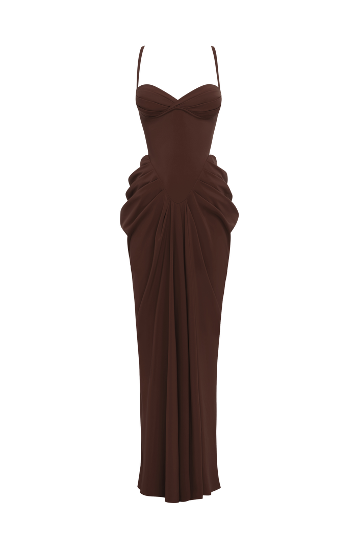 Robe Longue Lucille - Prune Marron